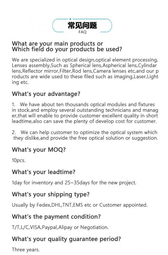 Verschiedene Durchmesser zylinderförmiger Rod Optical Lens Durchmessers der direkten Versorgung 20mm der Fabrik für Laser-Maß-System mit niedrigem Preis