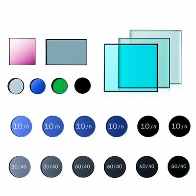 10/5 bis 60/40 Oberflächenqualität optischer Glasfilter mit 1,5 mm bis 300 mm Durchmesser und kundenspezifischer Beschichtung